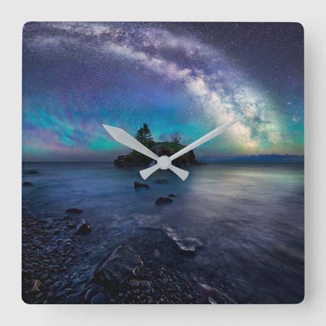 Water | Lake Superior Minnesota Quadratische Wanduhr (Vorderseite)