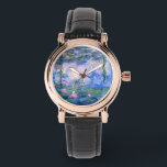 Water Lilies Armbanduhr<br><div class="desc">Water Lilies ist eine Serie von über 200 Ölgemälden des französischen Impressionisten Claude Monet. Dieses Gemälde wurde 1919 fertig gestellt und weist die Farben Blau und Rosa auf.</div>
