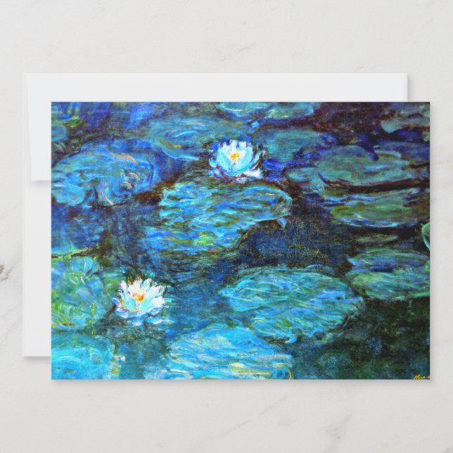 Water Lilies (blau) von Claude Monet, Karte (Vorderseite)
