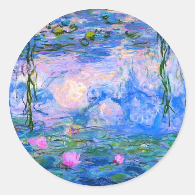 Water Lilies Claude Monet restauriert Runder Aufkleber (Vorderseite)