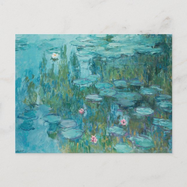 Water Lilies, Fine Art Oil Painting, Claude Monet Postkarte (Vorderseite)