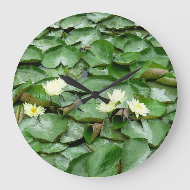Water Lilies Große Wanduhr (Vorderseite)