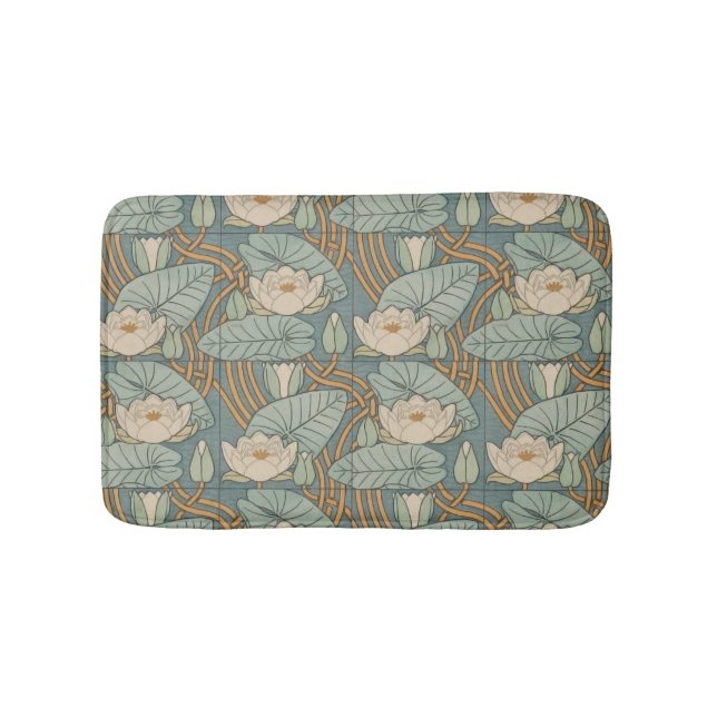 Water Lilies Lily Art Nouveau Natur Badematte (Vorderseite)