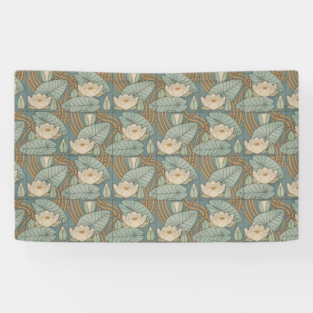 Water Lilies Lily Art Nouveau Natur Banner (Horizontal)
