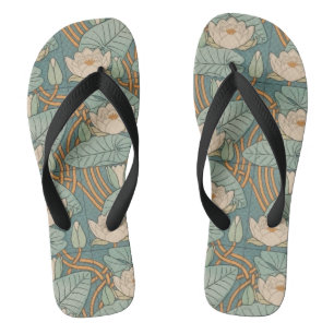 Water Lilies Lily Art Nouveau Natur Flip Flops
