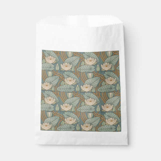 Water Lilies Lily Art Nouveau Natur Geschenktütchen (Vorderseite)