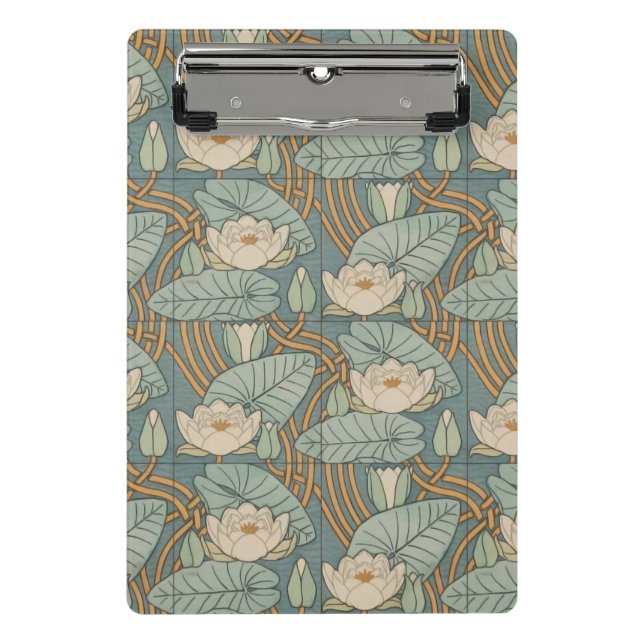 Water Lilies Lily Art Nouveau Natur Mini Klemmbrett (Vorderseite)
