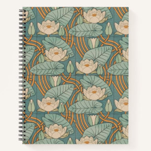 Water Lilies Lily Art Nouveau Natur Notizbuch