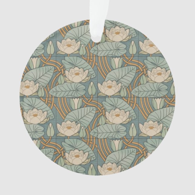 Water Lilies Lily Art Nouveau Natur Ornament (Vorderseite)