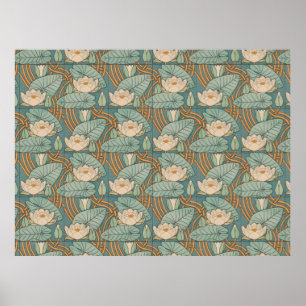 Water Lilies Lily Art Nouveau Natur Poster