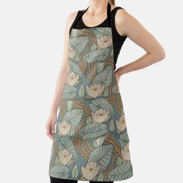 Water Lilies Lily Art Nouveau Natur Schürze (InSitu)