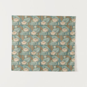 Water Lilies Lily Art Nouveau Natur Wandteppich