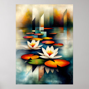Water Lilies - Minimalistische kubistische Vision Poster