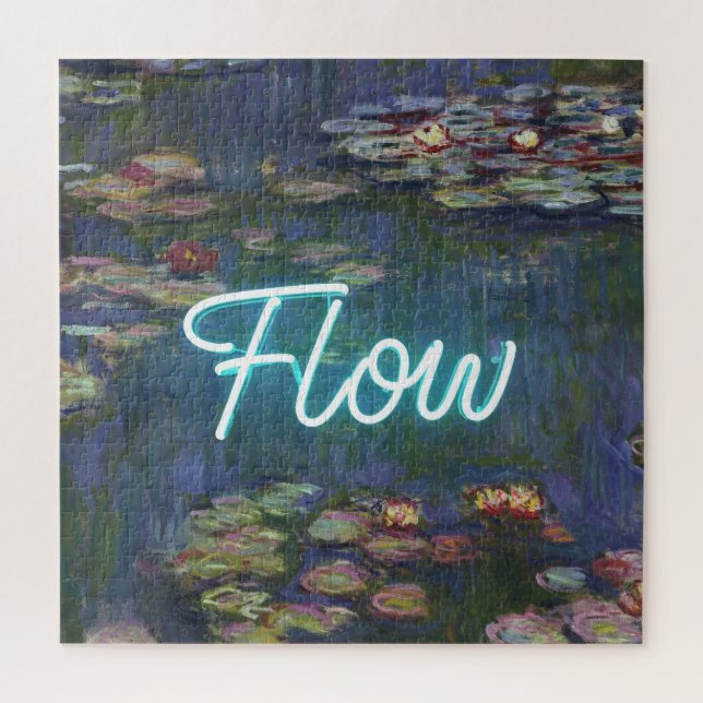 Water Lilies Remix – Neon “FLOW” Wall Art & Gifts (Vertikal)
