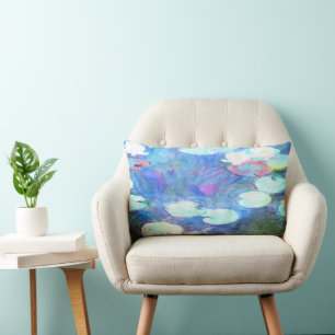 Water Lilies, rosa, Gemälde von Claude Monet Lendenkissen