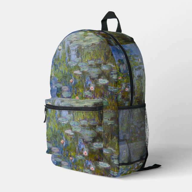 Water Lilies von Claude Monet Klassik Impressionis Bedruckter Rucksack (Rückseitige Ecke Rechts)