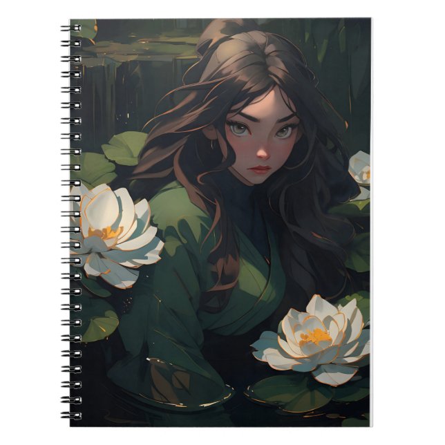 Water Lily Girl Notebook Notizblock (Vorderseite)