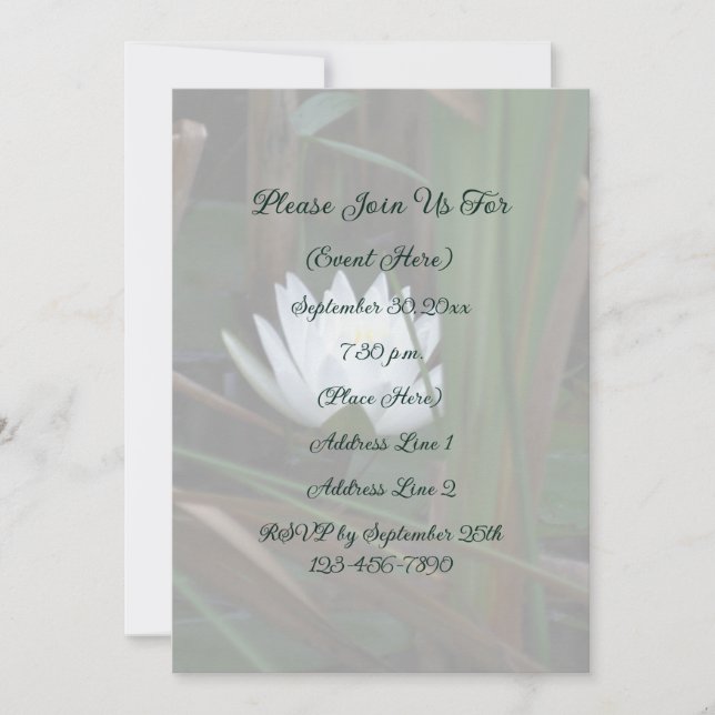 Water Lily Lotus Blossom Floral Invitation Einladung (Vorderseite)