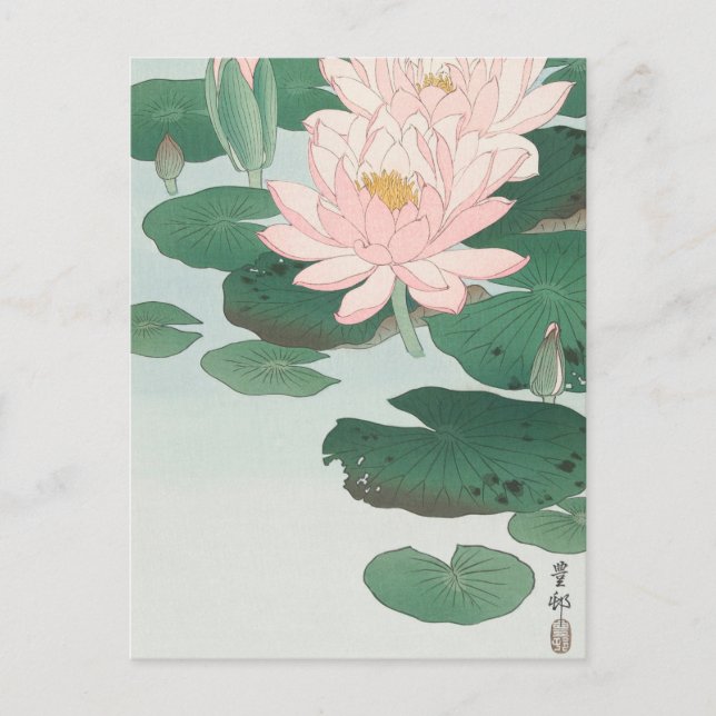 Water Lily Painting von Ohara Koson Postcard Postkarte (Vorderseite)