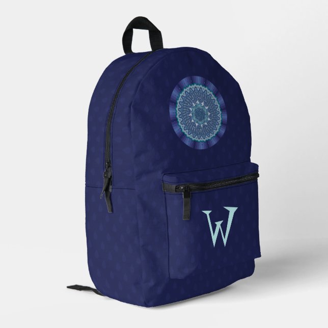 Water Mandala Bedruckter Rucksack (Rückseitige Ecke links)