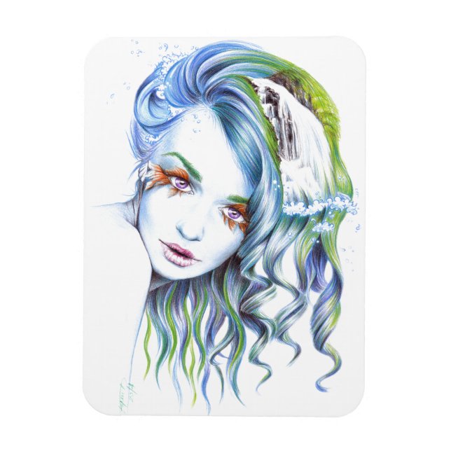 Water Meerjungfrau Mädchen Surreal Fantasy Portrai Magnet (Vertikal)