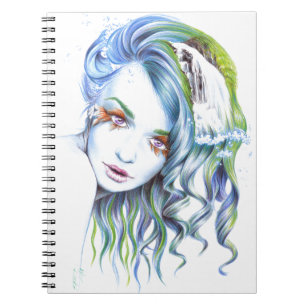 Water Meerjungfrau Mädchen Surreal Fantasy Portrai Notizblock