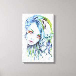 Water Meerjungfrau Surreal Fantasy Portrait Art Leinwanddruck