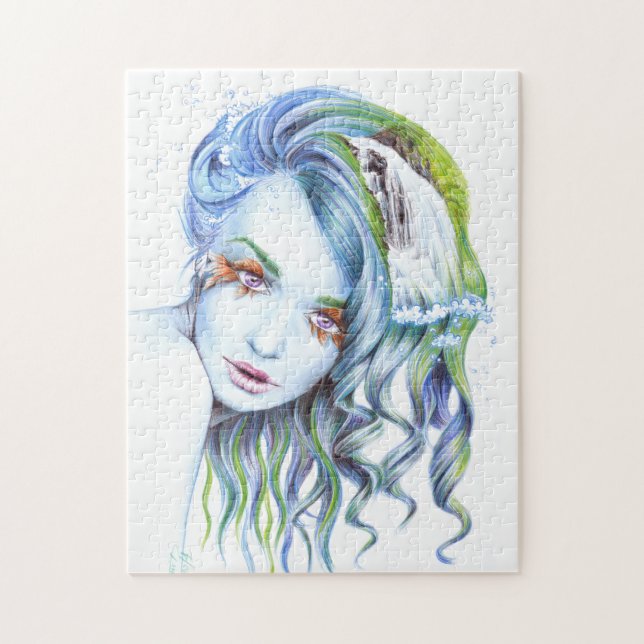 Water Mermaid Girl Surreal Fantasy Portrait Art (Vertikal)