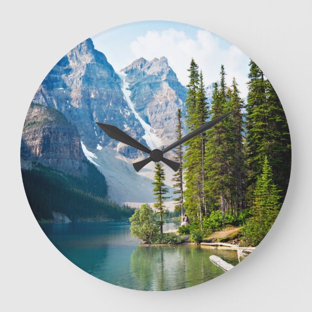 Water | Moraine Lake, Canada Große Wanduhr (Vorderseite)