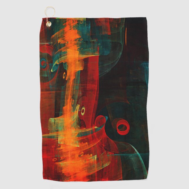Water Orange Red Blue Modern Abstract Art Pattern Golfhandtuch (Vorderseite)