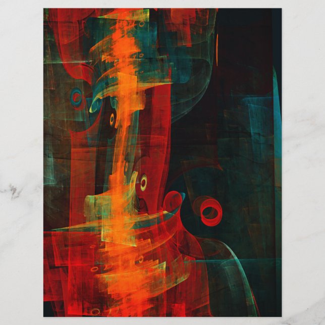 Water Orange Red Blue Modernes Abstraktes Kunstmus (Vorderseite)