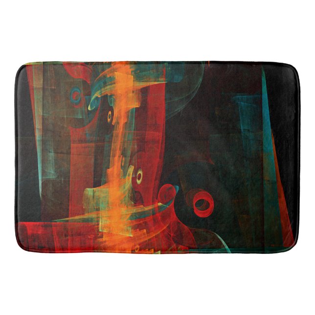 Water Orange Red Blue Modernes Abstraktes Kunstmus Badematte (Vorderseite)