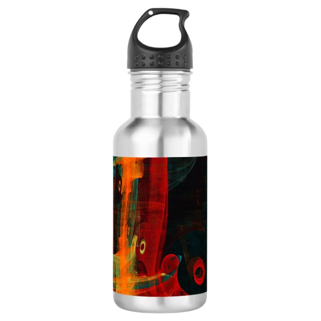 Water Orange Red Blue Modernes Abstraktes Kunstmus Edelstahlflasche (Vorderseite)