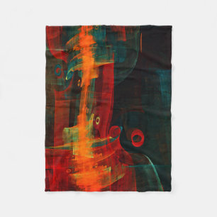 Water Orange Red Blue Modernes Abstraktes Kunstmus Fleecedecke