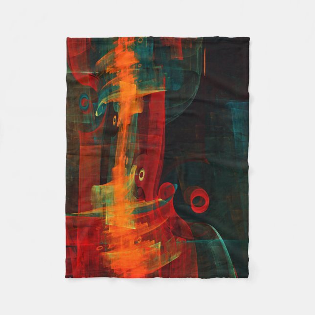 Water Orange Red Blue Modernes Abstraktes Kunstmus Fleecedecke (Vorderseite)