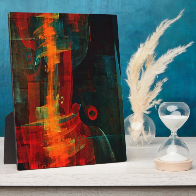 Water Orange Red Blue Modernes Abstraktes Kunstmus Fotoplatte (Seite)