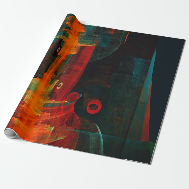 Water Orange Red Blue Modernes Abstraktes Kunstmus Geschenkpapier (Ungerollt)