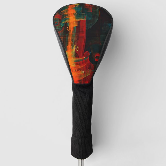Water Orange Red Blue Modernes Abstraktes Kunstmus Golf Headcover (Vorderseite)
