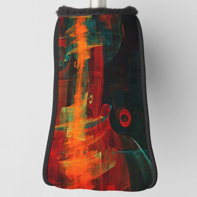 Water Orange Red Blue Modernes Abstraktes Kunstmus Golf Headcover (Rotieren 90)