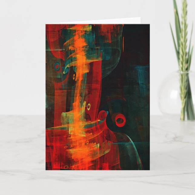 Water Orange Red Blue Modernes Abstraktes Kunstmus Karte (Vorderseite)