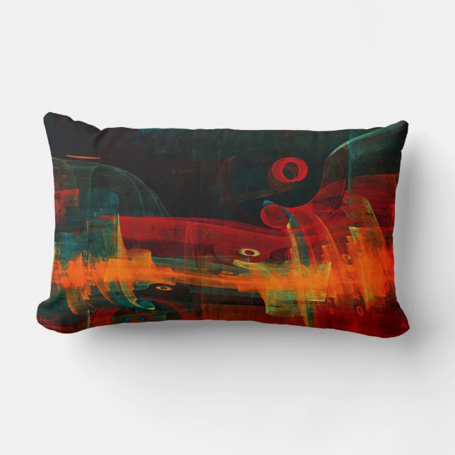 Water Orange Red Blue Modernes Abstraktes Kunstmus Lendenkissen (Vorderseite)