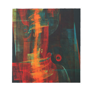 Water Orange Red Blue Modernes Abstraktes Kunstmus Notizblock