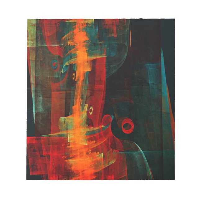 Water Orange Red Blue Modernes Abstraktes Kunstmus Notizblock (Vorderseite)