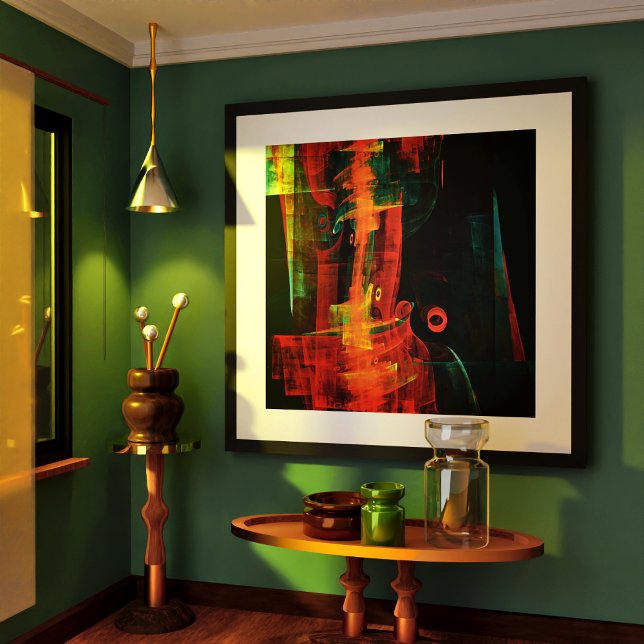 Water Orange Red Blue Modernes Abstraktes Kunstmus Poster (Water Orange Red Blue Modern Abstract Art Pattern Poster)