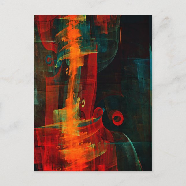 Water Orange Red Blue Modernes Abstraktes Kunstmus Postkarte (Vorderseite)