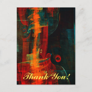 Water Orange Red Blue Modernes Abstraktes Kunstmus Postkarte