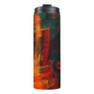 Water Orange Red Blue Modernes Abstraktes Kunstmus Thermosbecher