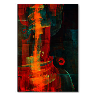 Water Orange Red Blue Modernes Abstraktes Kunstmus Tischnummer
