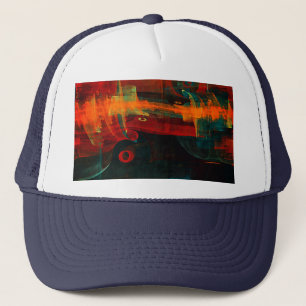 Water Orange Red Blue Modernes Abstraktes Kunstmus Truckerkappe