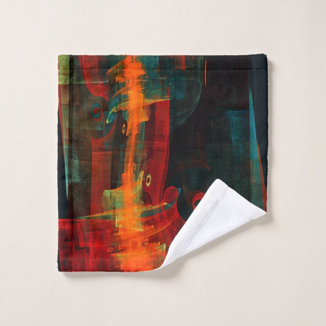 Water Orange Red Blue Modernes Abstraktes Kunstmus Waschlappen (Waschlappen)